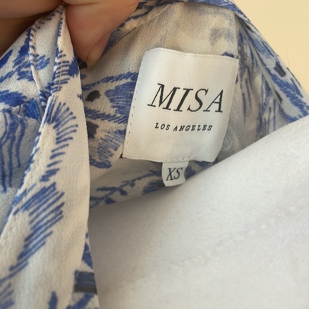 MISA Los Angeles Blue White Sleeveless Maxi Dress XS - Picture 3 of 3